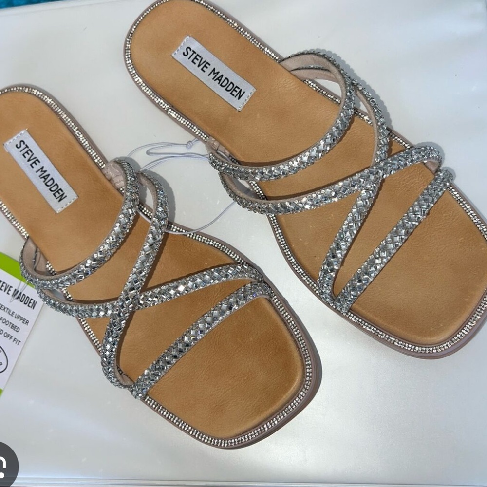 Steve Madden Bling Rhinestone Silver Sandals